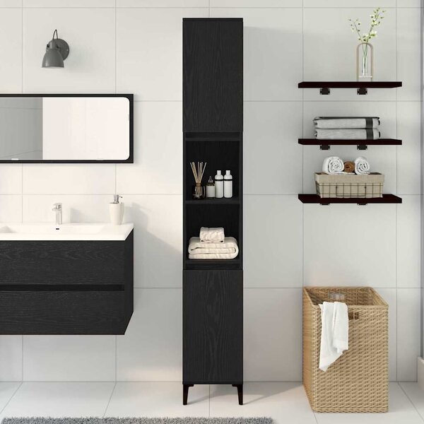 VidaXL Fürdőszoba Székény Fekete tölgy 30 x 30 x 190 cm Szerelt Fa