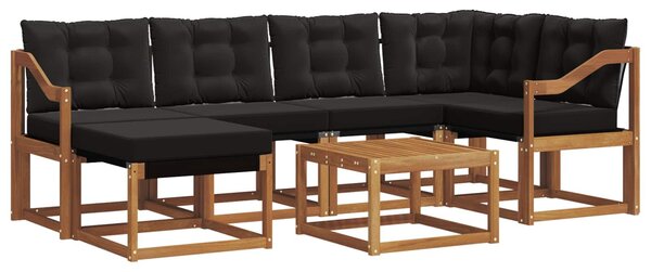 VidaXL Kültéri kanapé szett párnával 7 pcs Természetes és fekete