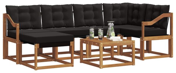 VidaXL Kültéri kanapé szett párnával 7 pcs Természetes és fekete