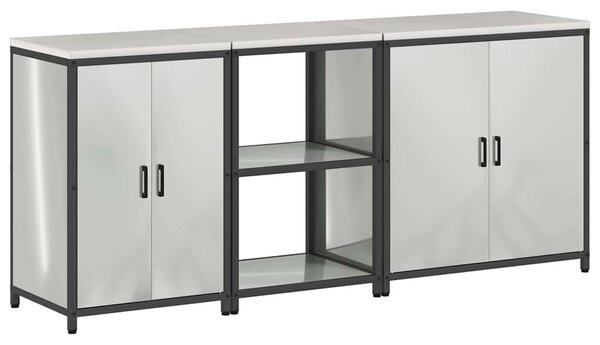 VidaXL Konyhai Tároló Készlet HATTEM 3 pcs Ezüst Horganyzott Acél