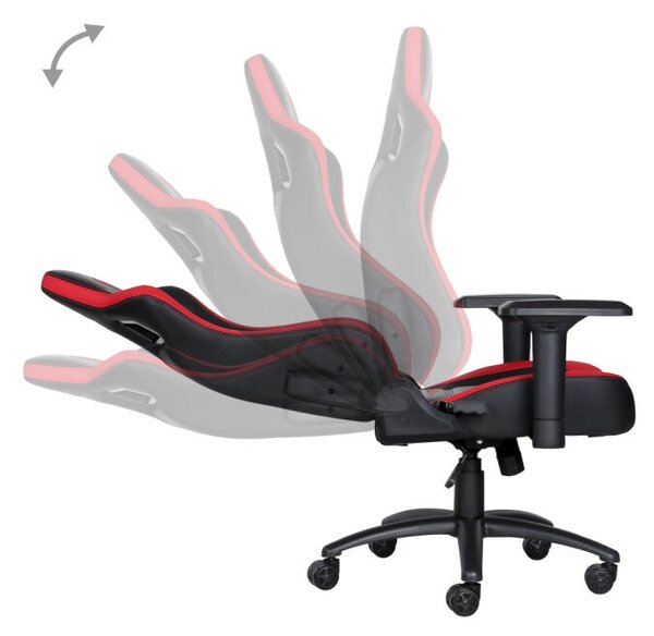 Marvo CH-118, Műbőr + PVC, 131 cm, Max. 150 kg, Állítható háttámla, Fekete-Piros, Gamer szék
