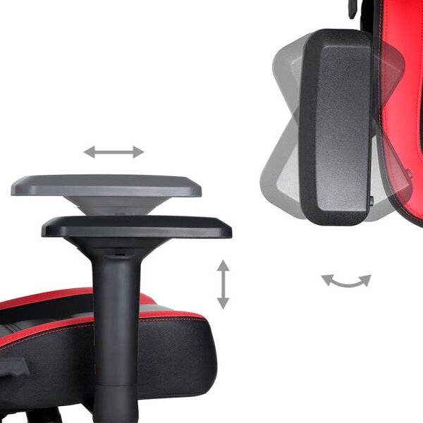 Marvo CH-118, Műbőr + PVC, 131 cm, Max. 150 kg, Állítható háttámla, Fekete-Piros, Gamer szék