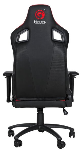 Marvo CH-118, Műbőr + PVC, 131 cm, Max. 150 kg, Állítható háttámla, Fekete-Piros, Gamer szék