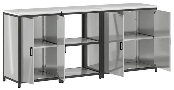 VidaXL Konyhai Tároló Készlet HATTEM 3 pcs Ezüst Horganyzott Acél