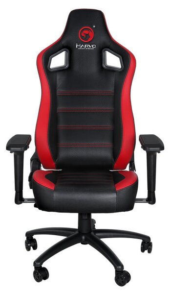 Marvo CH-118, Műbőr + PVC, 131 cm, Max. 150 kg, Állítható háttámla, Fekete-Piros, Gamer szék