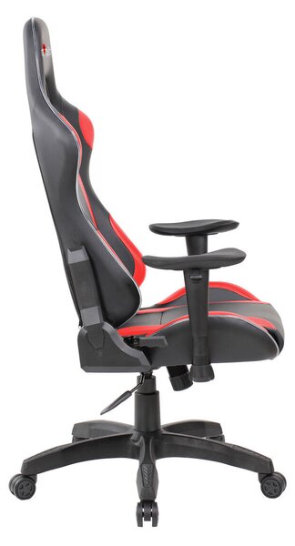 Red Fighter C8, Műbőr, 137 cm, Max. 132 kg, Állítható háttámla, Derék és fejtámasz, Fekete-Piros, Gamer szék