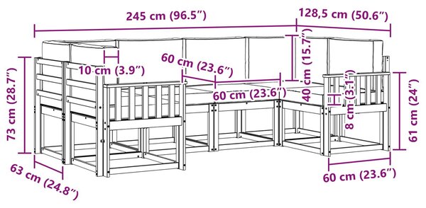 VidaXL Kültéri kanapé szett párnával 6 pcs Fehér és Krém színű