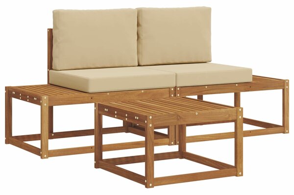 VidaXL Kültéri kanapé szett párnával 3 pcs Természetes