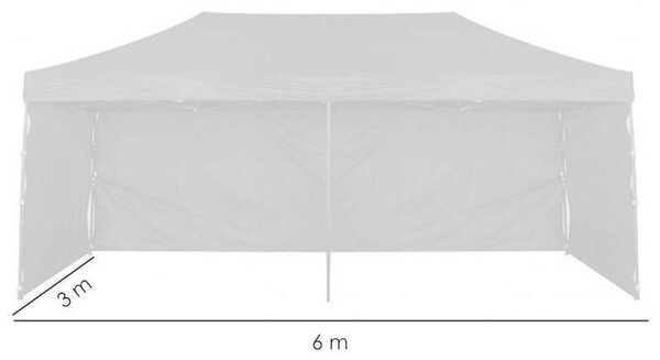 Összecsukható kerti sátor, gyorsan felállítható, 6x3x3 m, pavilon 3 oldalfal, állítható magasság
