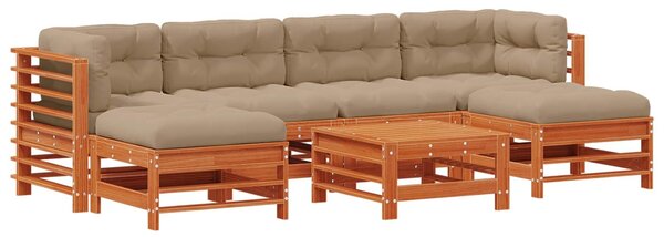 VidaXL Kerti lounge szett 7 pcs Viaszbarna Tömör Fenyőfa