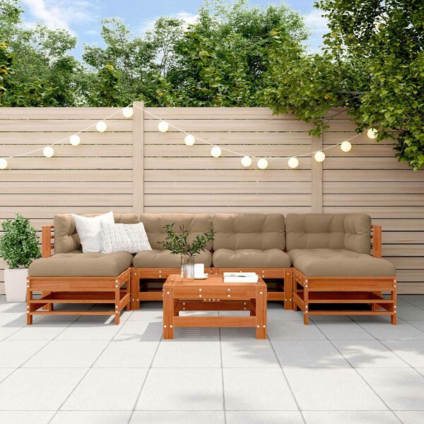 VidaXL Kerti lounge szett 7 pcs Viaszbarna Tömör Fenyőfa