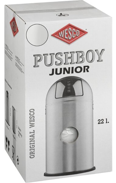 WESCO Pushboy Junior 22 literes nyomófedeles fém szemetes - Matt fehér