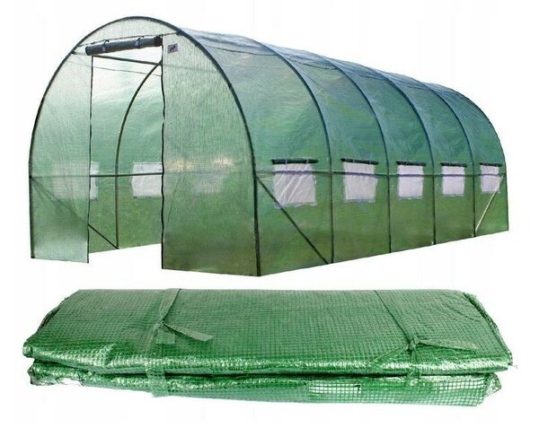 Védőfólia kerti szoláriumhoz, 8x3x2m, 10 ablak, PE 140g/nm, UV szűrő