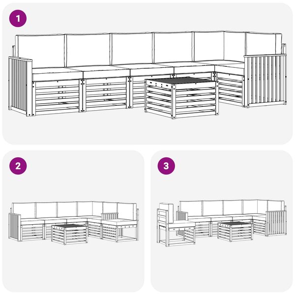 VidaXL Kültéri kanapé szett 7 pcs Fehér és Krém színű 59 x 59 x 37 cm