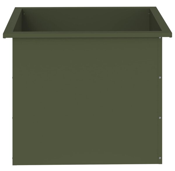 Led-es kerti virágláda 2 db Olajzöld 50 x 60 x 48 cm Acél