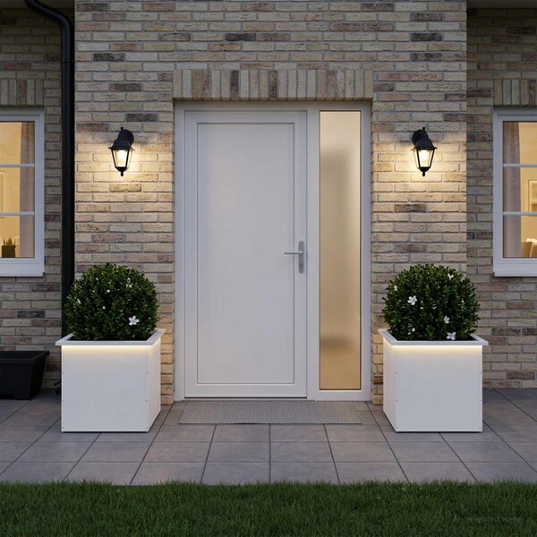 Led-es kerti virágláda 2 db Fehér 50 x 50 x 48 cm Acél