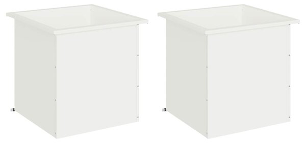 Led-es kerti virágláda 2 db Fehér 50 x 50 x 48 cm Acél