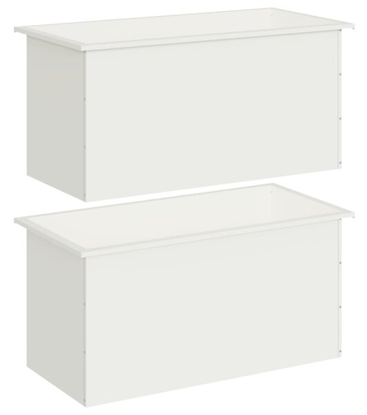 Led-es kerti virágláda 2 db Fehér 50 x 100 x 48 cm Acél