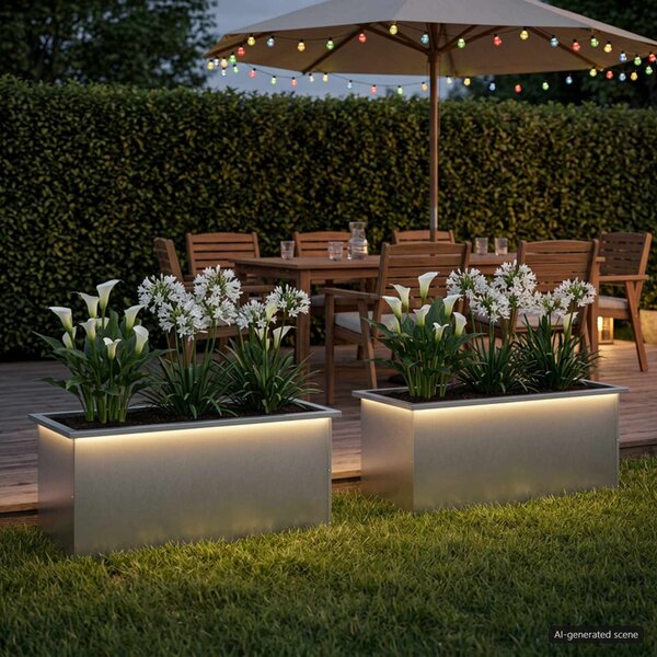 Led-es kerti virágláda 2 db Ezüst 40 x 100 x 40 cm