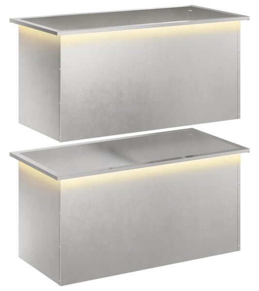 Led-es kerti virágláda 2 db Ezüst 50 x 100 x 48 cm