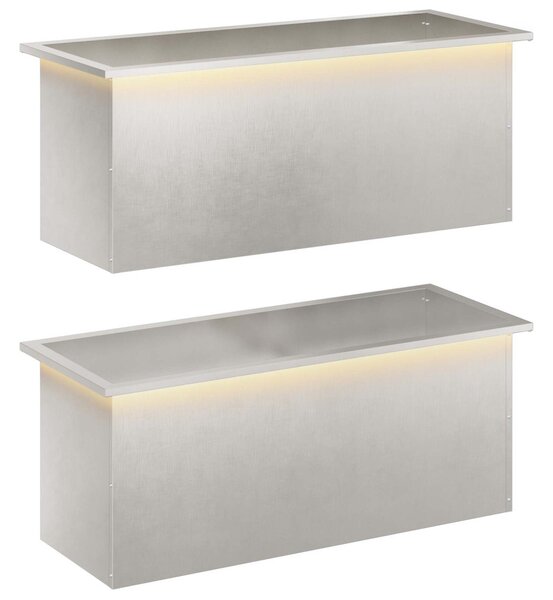 Led-es kerti virágláda 2 db Ezüst 40 x 100 x 40 cm