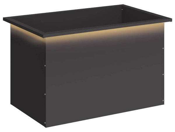 Led-es kerti virágláda Fekete 50 x 80 x 48 cm Acél