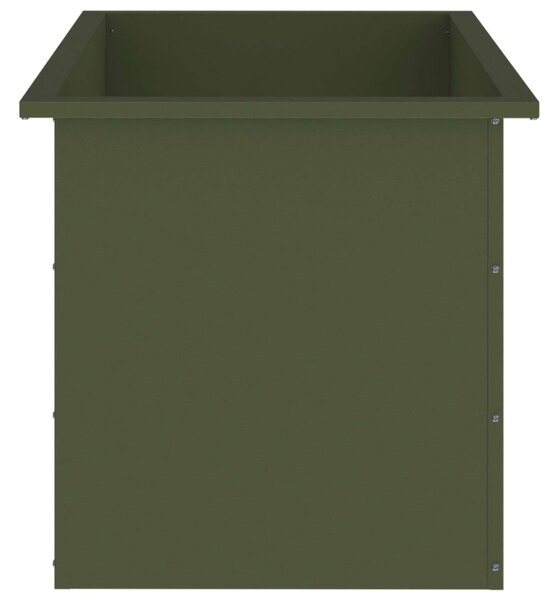 Led-es kerti virágláda 2 db Olajzöld 50 x 80 x 48 cm Acél