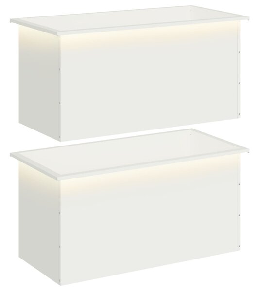 Led-es kerti virágláda 2 db Fehér 50 x 100 x 48 cm Acél