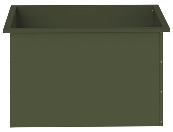 Led-es kerti virágláda 2 db Olajzöld 50 x 80 x 48 cm Acél