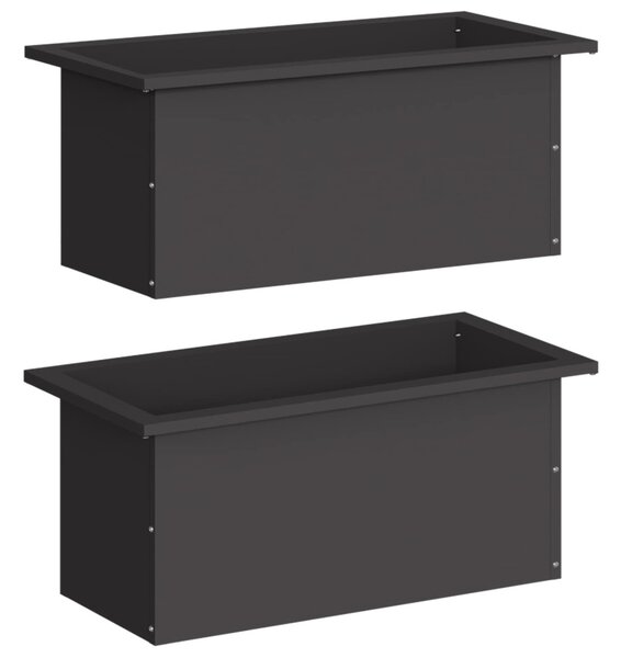 Led-es kerti virágláda 2 db Fekete 30 x 60 x 30 cm Acél