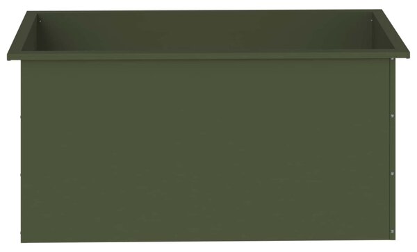 Led-es kerti virágláda 2 db Olajzöld 50 x 100 x 48 cm Acél