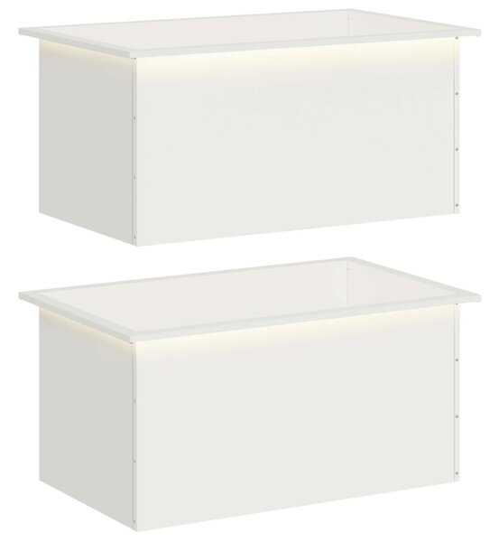 Led-es kerti virágláda 2 db Fehér 50 x 80 x 48 cm Acél