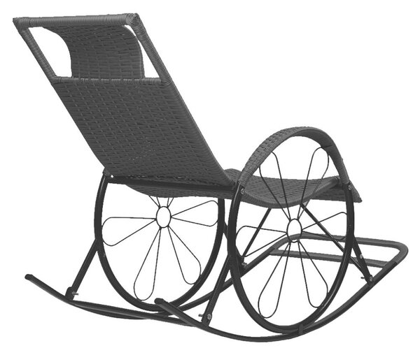 Hintaszék, rattan/fém, fekete, ROKIN