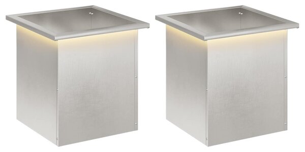 Led-es kerti virágláda 2 db Ezüst 40 x 40 x 40 cm