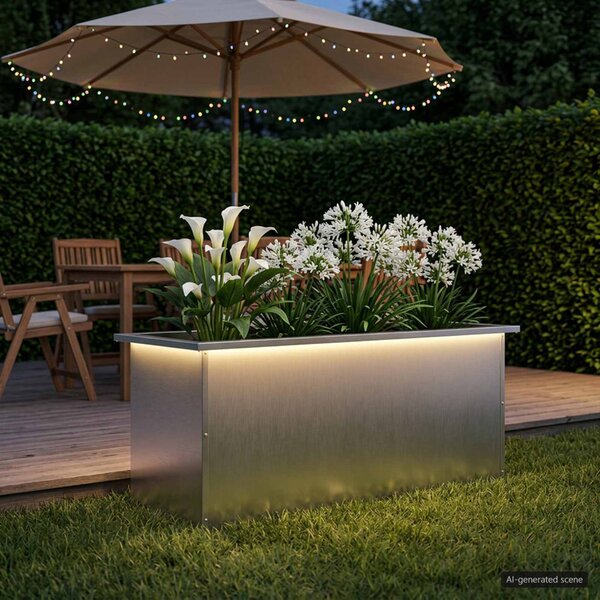 Led-es kerti virágláda Ezüst 40 x 100 x 40 cm Rozsdamentes Acél