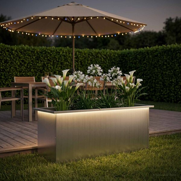 Led-es kerti virágláda Ezüst 40 x 100 x 40 cm Horganyzott Acél