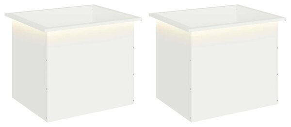 Led-es kerti virágláda 2 db Fehér 50 x 60 x 48 cm Acél
