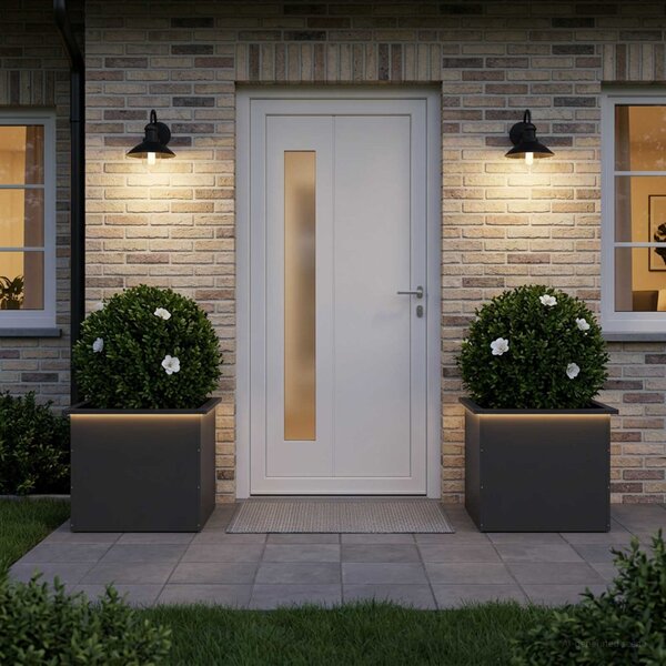 Led-es kerti virágláda 2 db Fekete 50 x 60 x 48 cm Acél