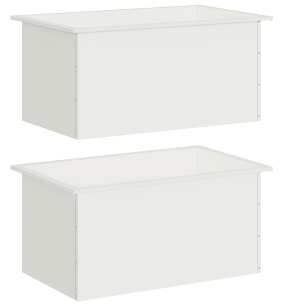 Led-es kerti virágláda 2 db Fehér 50 x 80 x 48 cm Acél