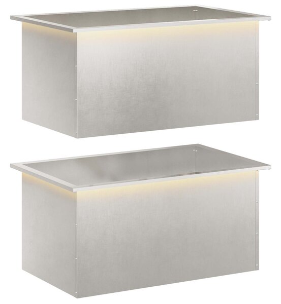 Led-es kerti virágláda 2 db Ezüst 50 x 80 x 48 cm