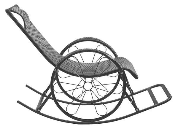 Hintaszék, rattan/fém, fekete, ROKIN