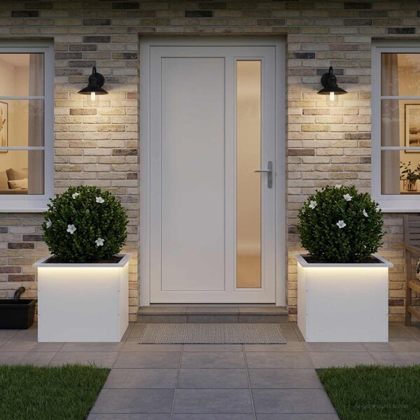 Led-es kerti virágláda 2 db Fehér 50 x 60 x 48 cm Acél
