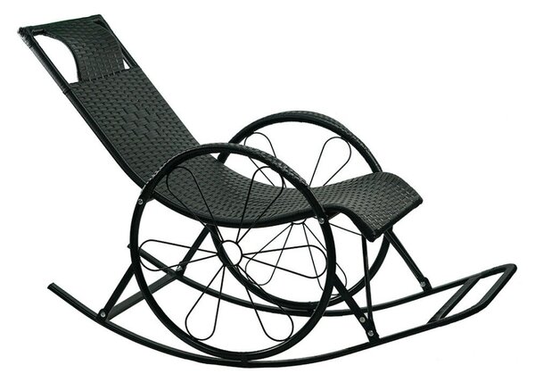 Hintaszék, rattan/fém, fekete, ROKIN