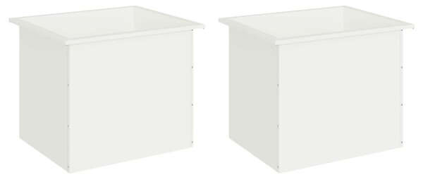 Led-es kerti virágláda 2 db Fehér 50 x 60 x 48 cm Acél