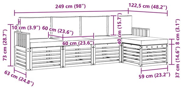 VidaXL Kültéri kanapé szett 5 pcs Fehér és Krém színű