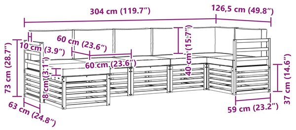 VidaXL Kültéri kanapé szett 7 pcs Fehér és Antracitszürke