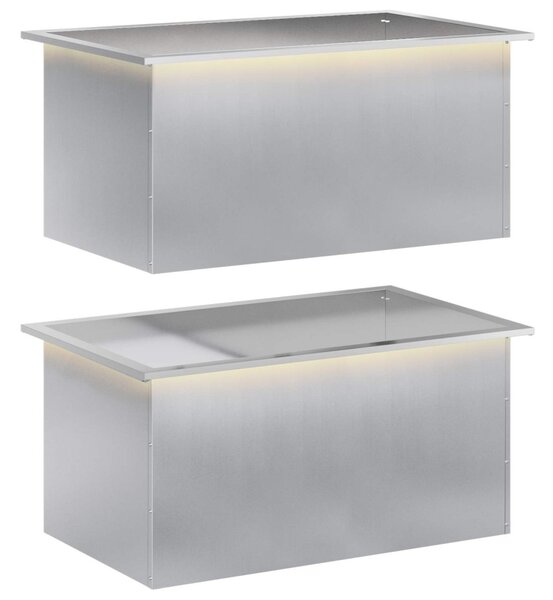 Led-es kerti virágláda 2 db Ezüst 50 x 80 x 48 cm