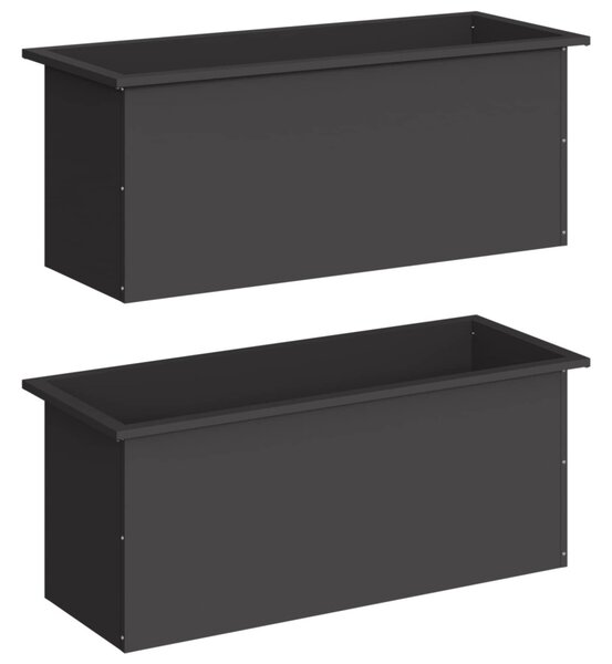 Led-es kerti virágláda 2 db Fekete 40 x 100 x 40 cm Acél