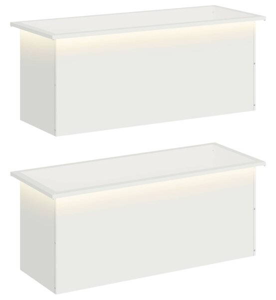 Led-es kerti virágláda 2 db Fehér 40 x 100 x 40 cm Acél