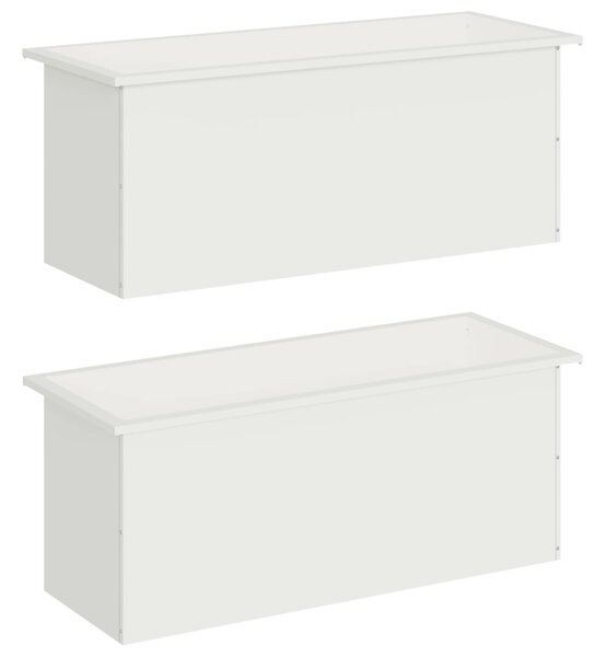 Led-es kerti virágláda 2 db Fehér 40 x 100 x 40 cm Acél